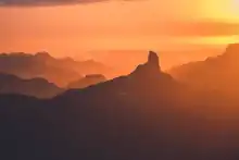 Dramatic sunset and Roqque Bentayga