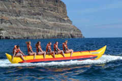 6 Young ladies enjoying a Banana boat ride