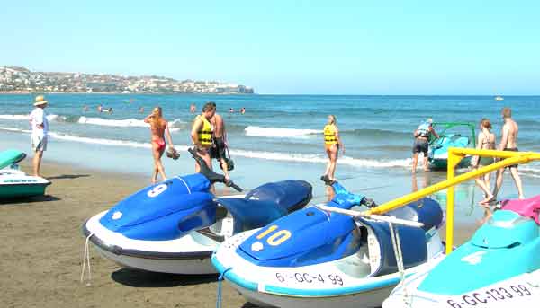 Jet Ski from Playa del Inglees beach, Gran canaria, Spain